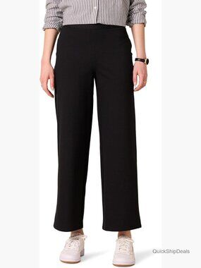 Cropped Wide Leg Pull-On Dress Pants
